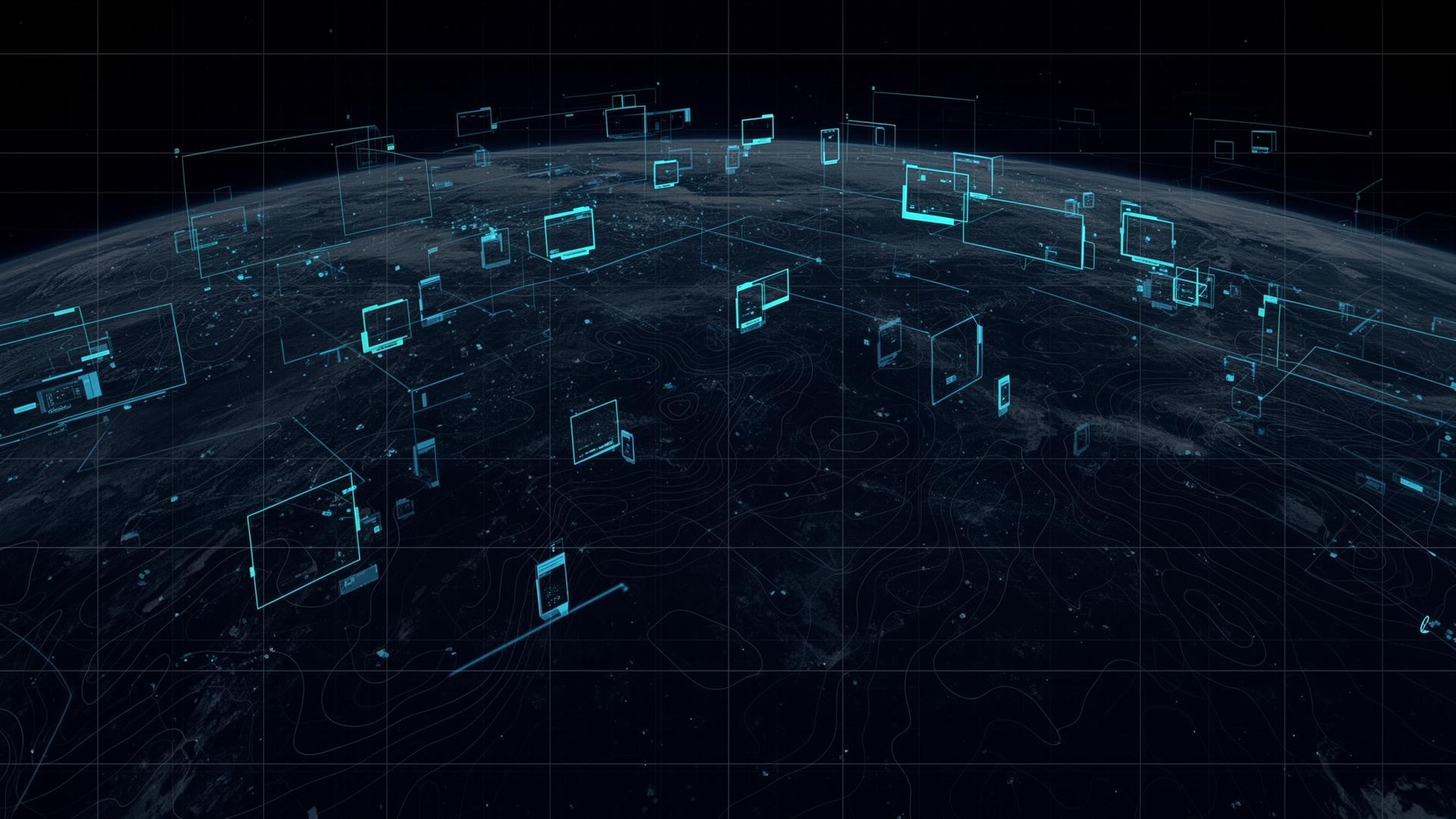 Satellite view of terrain with AI detection overlays